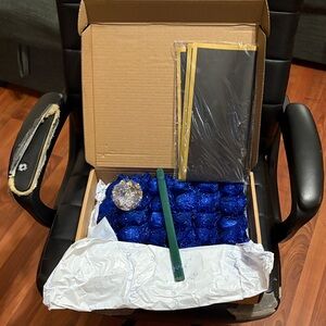 Blue and Gold Holiday Ornament Set